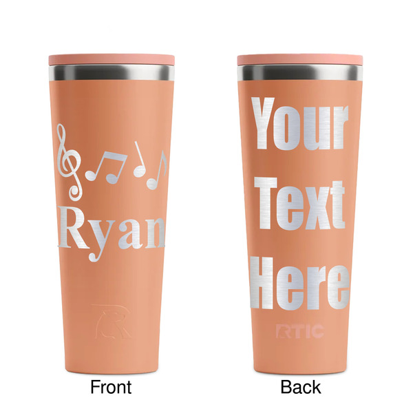 Musical Notes Peach RTIC Everyday Tumbler - 28 oz. - Front and Back