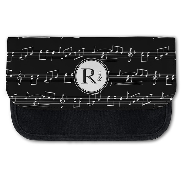 Custom Musical Notes Canvas Pencil Case w/ Name and Initial