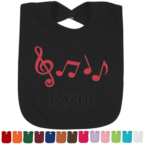 Custom Musical Notes Cotton Baby Bib (Personalized)