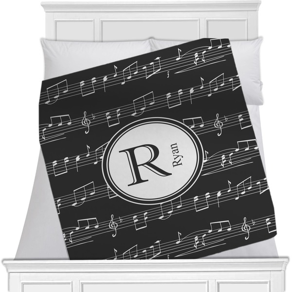 Custom Musical Notes Minky Blanket - 40"x30" - Single Sided (Personalized)
