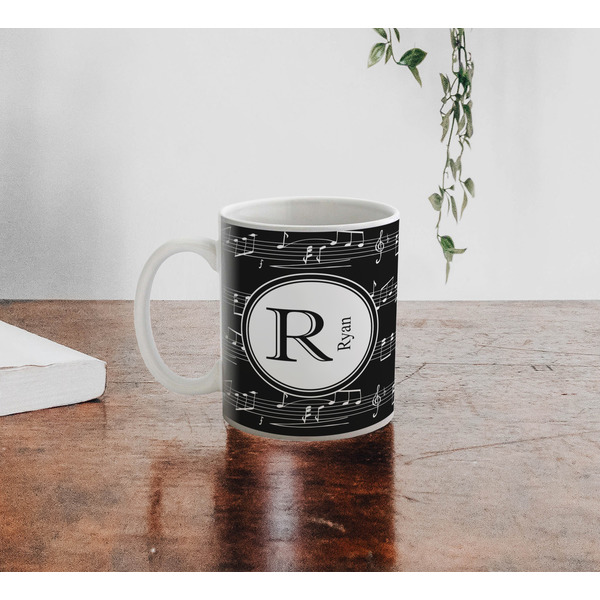 Musical Notes Personalized Coffee Mug - Lifestyle