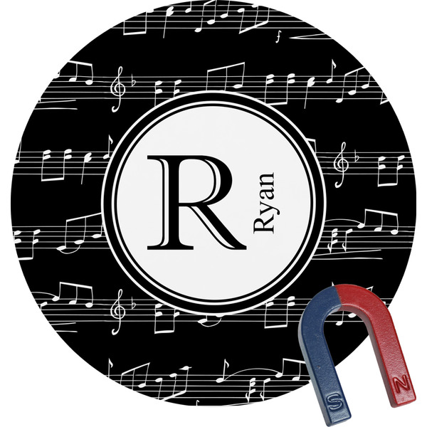 Custom Musical Notes Round Fridge Magnet (Personalized)