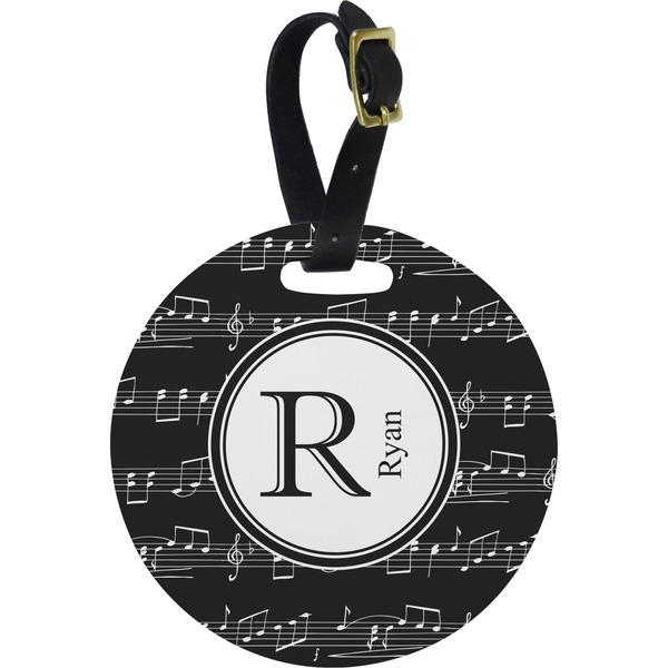 Custom Musical Notes Plastic Luggage Tag - Round (Personalized)