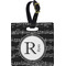 Musical Notes Plastic Luggage Tag - Square w/ Name and Initial