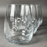 Musical Notes Stemless Wine Glasses (Set of 4) (Personalized)
