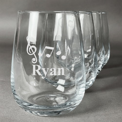 Musical Notes Stemless Wine Glasses (Set of 4) (Personalized)