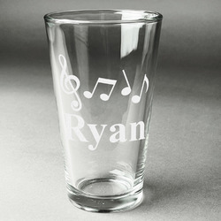 Musical Notes Pint Glass - Engraved (Single) (Personalized)