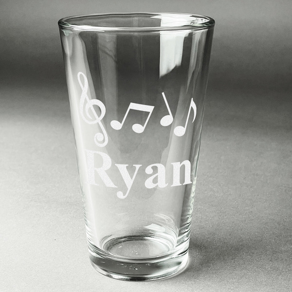 Custom Musical Notes Pint Glass - Engraved (Single) (Personalized)