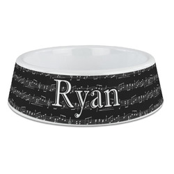Musical Notes Plastic Dog Bowl - Large (Personalized)