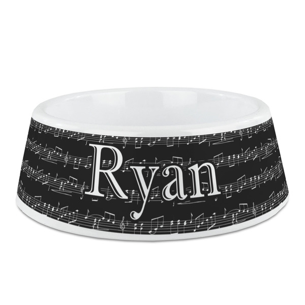 Custom Musical Notes Plastic Dog Bowl (Personalized)