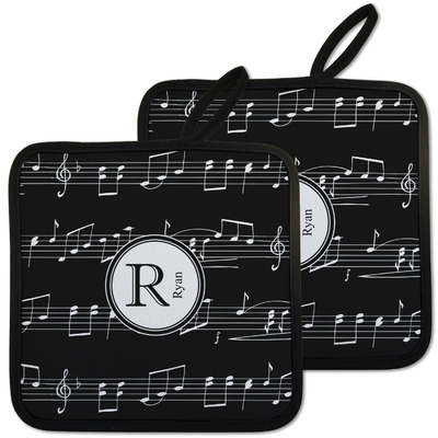 Musical Notes Pot Holders - Set of 2 w/ Name and Initial