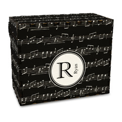 Musical Notes Wood Recipe Box - Full Color Print (Personalized)