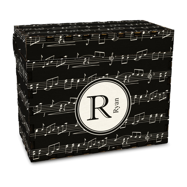 Custom Musical Notes Wood Recipe Box - Full Color Print (Personalized)