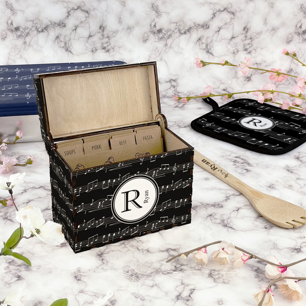 Musical Notes Recipe Box - Full Color - In Context