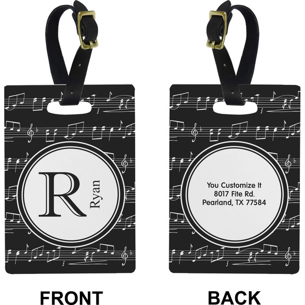 Musical Notes Rectangle Luggage Tag (Front + Back)