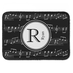 Musical Notes Iron On Rectangle Patch w/ Name and Initial