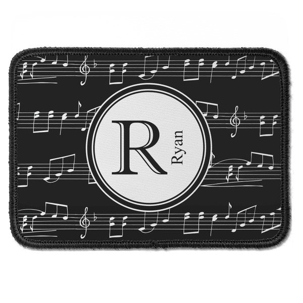 Custom Musical Notes Iron On Rectangle Patch w/ Name and Initial