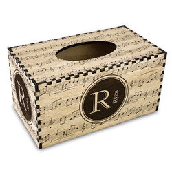Musical Notes Wood Tissue Box Cover - Rectangle (Personalized)