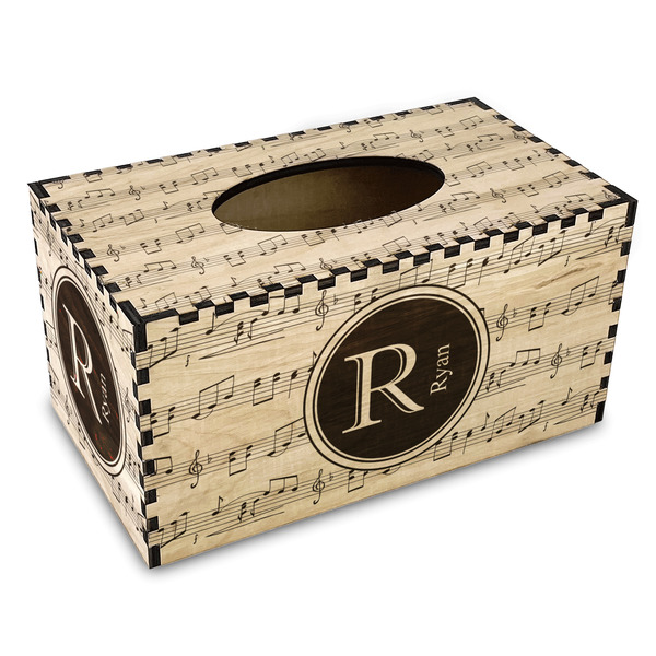Custom Musical Notes Wood Tissue Box Cover - Rectangle (Personalized)