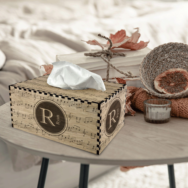 Musical Notes Rectangle Tissue Box Covers - Wood - In Context