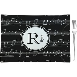 Musical Notes Rectangular Glass Appetizer / Dessert Plate - Single or Set (Personalized)