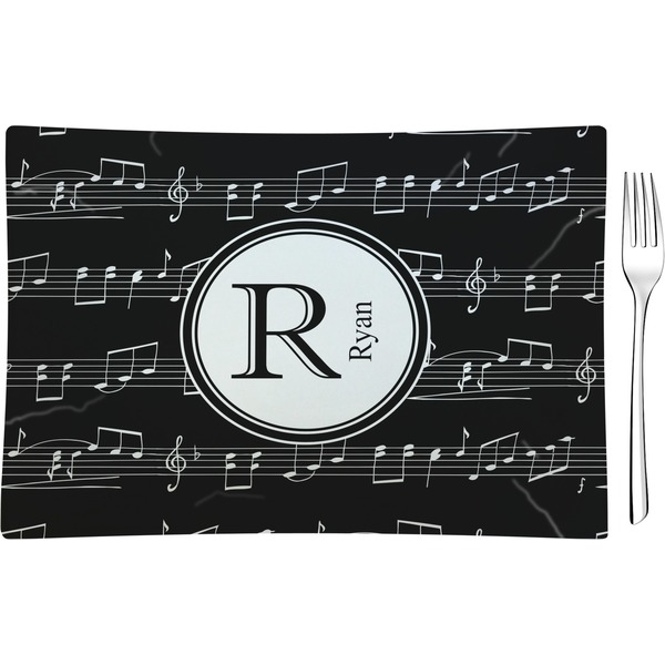 Custom Musical Notes Rectangular Glass Appetizer / Dessert Plate - Single or Set (Personalized)