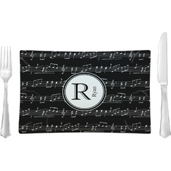 Musical Notes Rectangular Glass Lunch / Dinner Plate - Single or Set (Personalized)