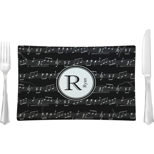 Custom Musical Notes Glass Rectangular Lunch / Dinner Plate (Personalized)
