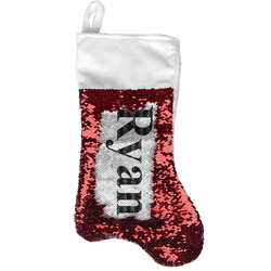 Musical Notes Reversible Sequin Stocking - Red (Personalized)