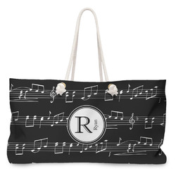 Musical Notes Large Tote Bag with Rope Handles (Personalized)