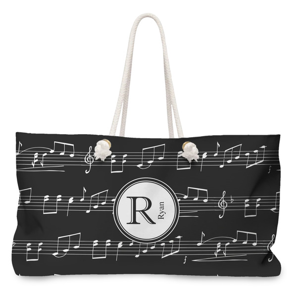 Custom Musical Notes Large Tote Bag with Rope Handles (Personalized)