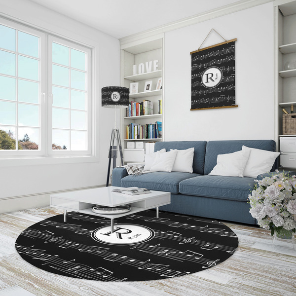 Musical Notes Round Area Rug - IN CONTEXT