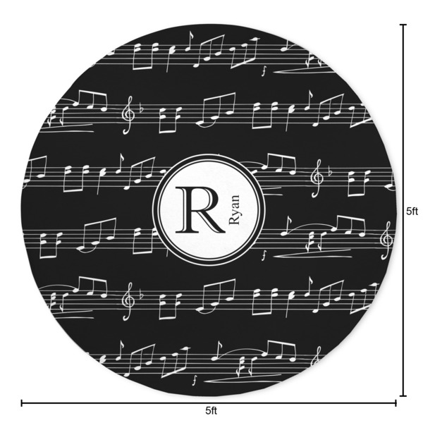 Musical Notes Round Area Rug - Size