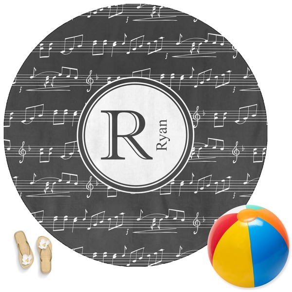 Custom Musical Notes Round Beach Towel (Personalized)