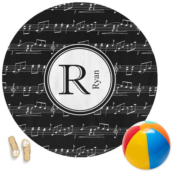 Custom Musical Notes Round Beach Towel (Personalized)