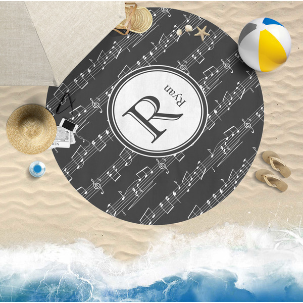Musical Notes Round Beach Towel Lifestyle