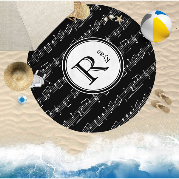 Musical Notes Round Beach Towel Lifestyle