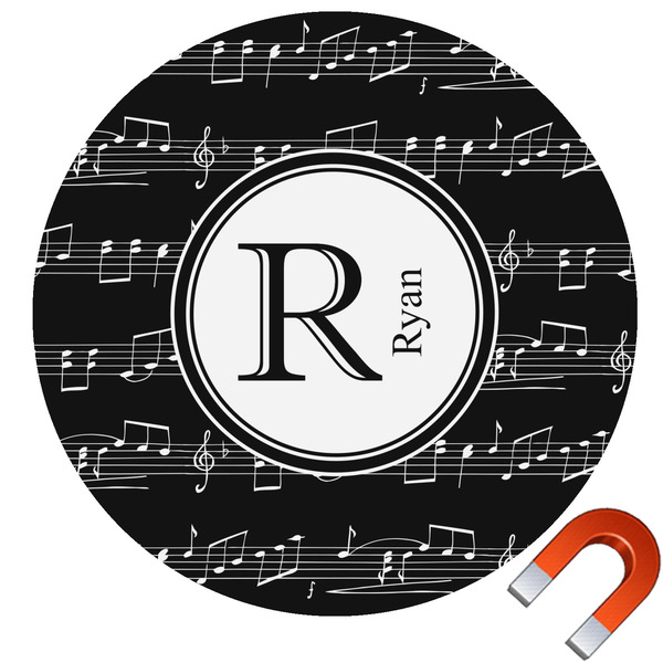 Custom Musical Notes Round Car Magnet - 10" (Personalized)