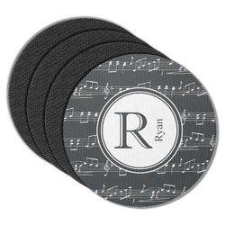 Musical Notes Round Rubber Backed Coasters - Set of 4 (Personalized)