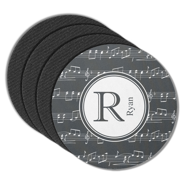 Custom Musical Notes Round Rubber Backed Coasters - Set of 4 (Personalized)