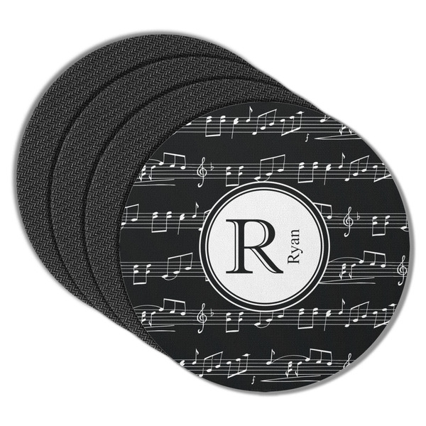 Custom Musical Notes Round Rubber Backed Coasters - Set of 4 (Personalized)