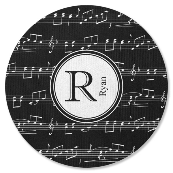 Custom Musical Notes Round Rubber Backed Coaster (Personalized)