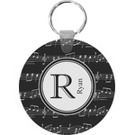 Musical Notes Round Plastic Keychain (Personalized)