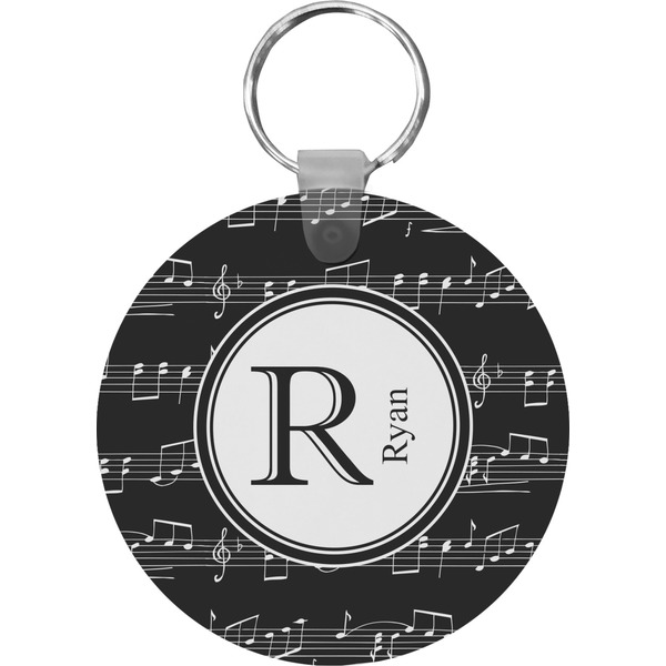 Custom Musical Notes Round Plastic Keychain (Personalized)