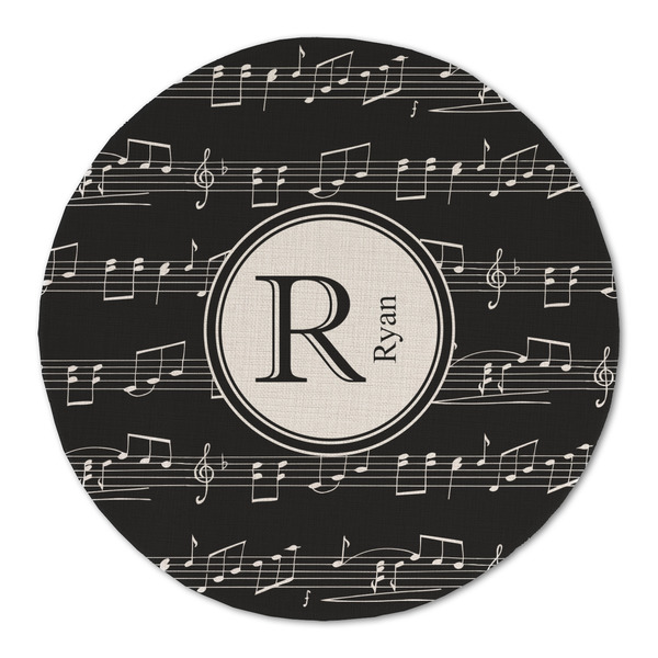 Custom Musical Notes Round Linen Placemat - Single Sided (Personalized)