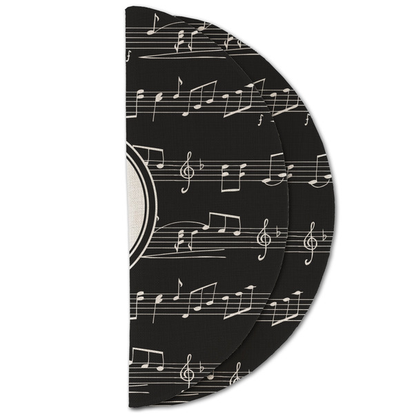 Musical Notes Round Linen Placemats - HALF FOLDED (double sided)