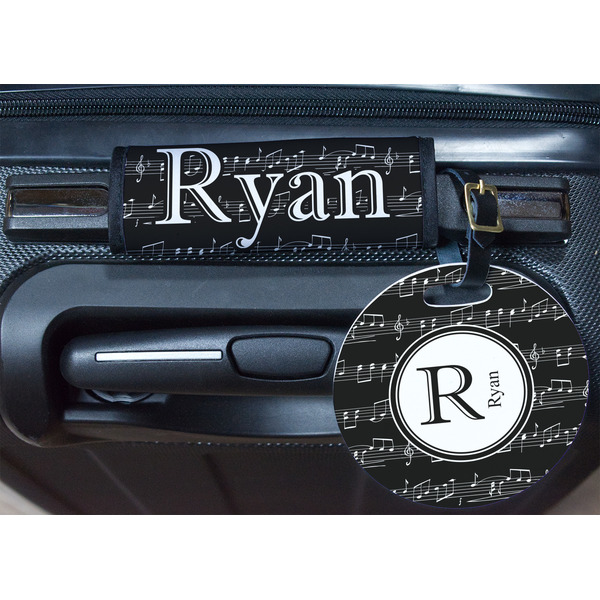 Musical Notes Round Luggage Tag & Handle Wrap - In Context