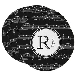 Musical Notes Round Paper Coasters w/ Name and Initial