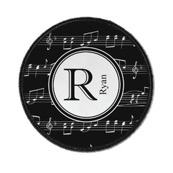 Musical Notes Iron On Round Patch w/ Name and Initial