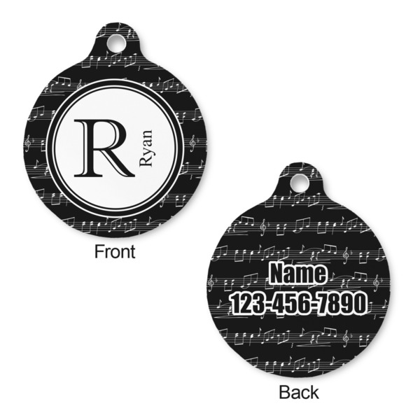 Musical Notes Round Pet ID Tag - Large - Approval